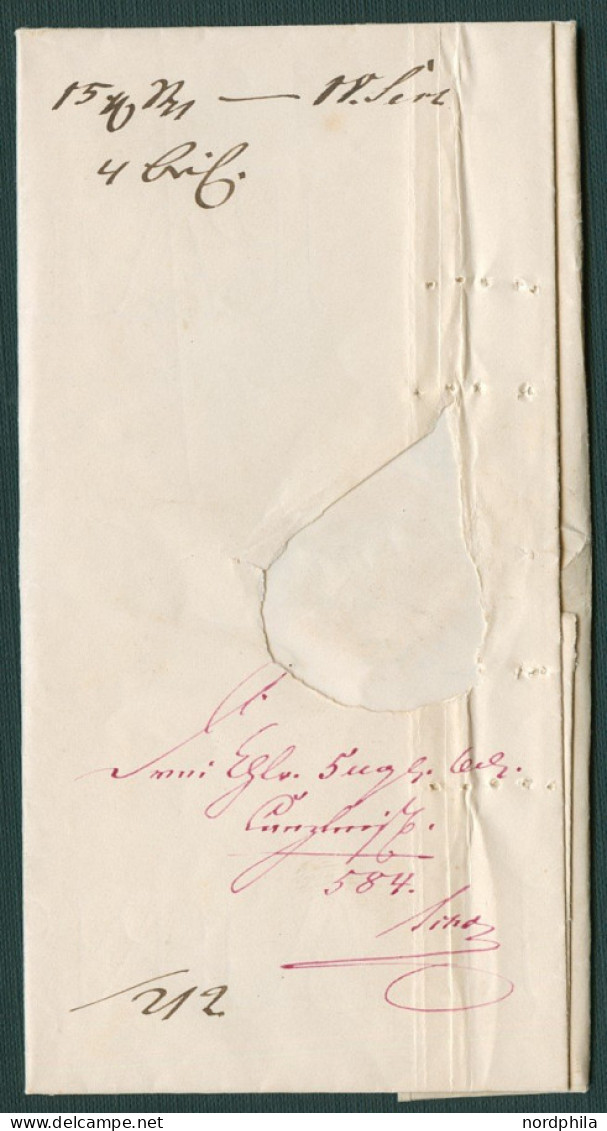SACHSEN 1858, Unfrankierter Postvorschussbrief, Von Leipzig Nach Pegau, Mit Schwarzem Rechteckstempel LEIPZIG, Mit Gebüh - Saxe