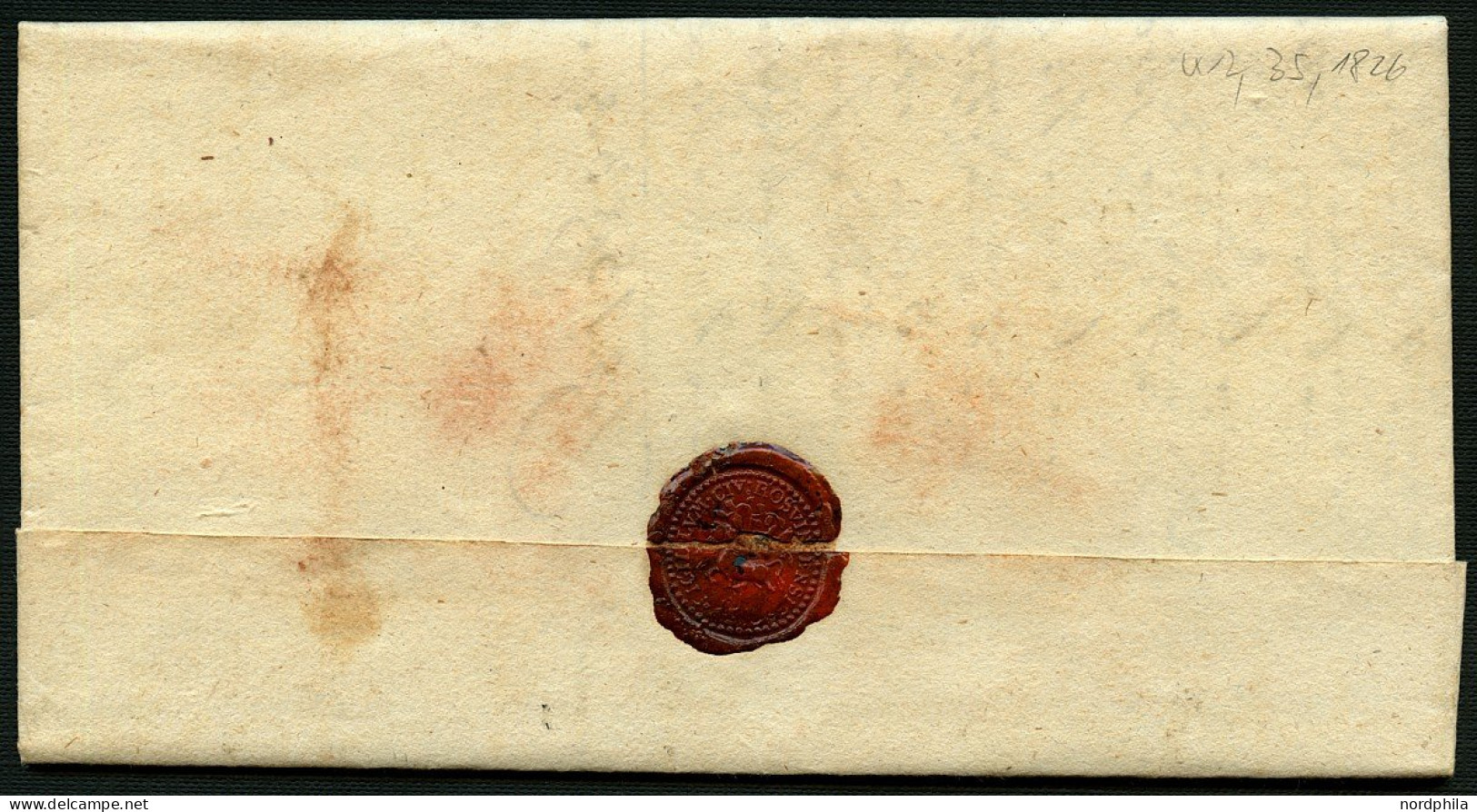 SACHSEN Sachsen 1826, Postvorschussbrief, Stempelpapier Von Rosswein Ins Nahegelegene Waldheim. Entwertet Mit Dem Zacken - Prephilately