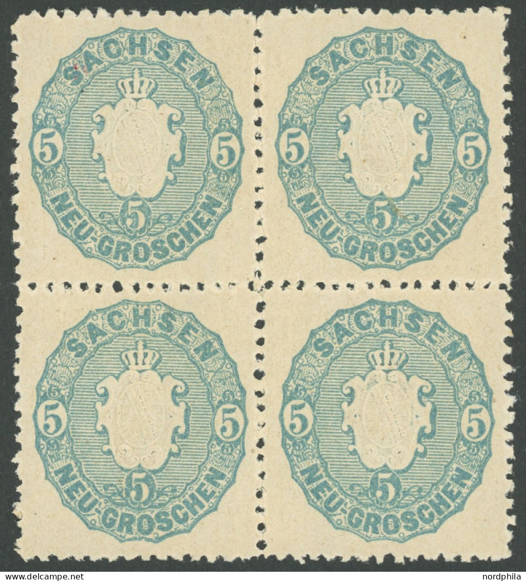 SACHSEN 19a VB , , 1863, 5 Ngr. Graublau Im Viererblock, Feinst - Sachsen