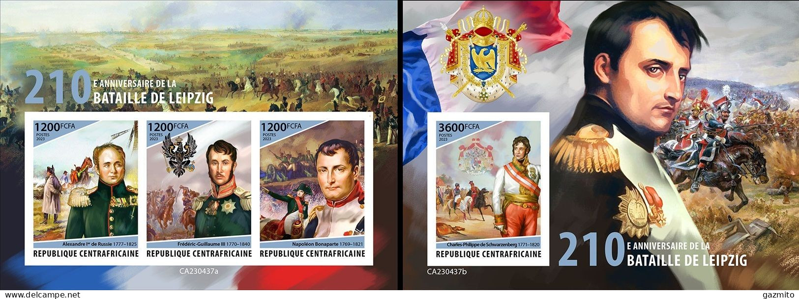 Centrafrica 2023, Napoleon, 3val In BF+BF IMPEFORATED - Napoléon