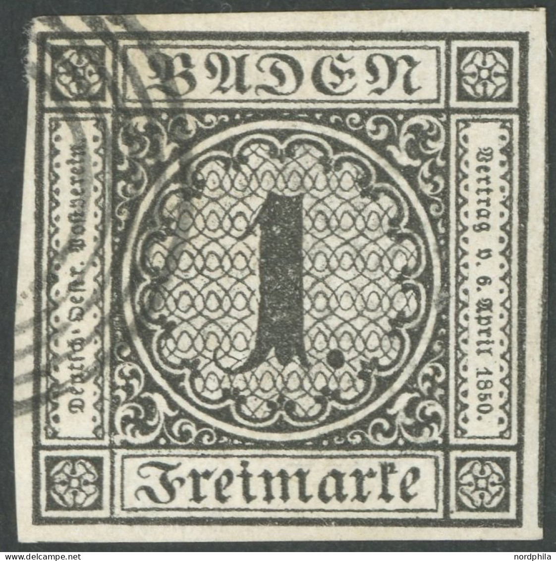 THURN Und TAXIS 4 O, 1852, 1 Sgr. Schwarz Auf Blau, Allseits Riesenrandig, Kabinett - Afgestempeld