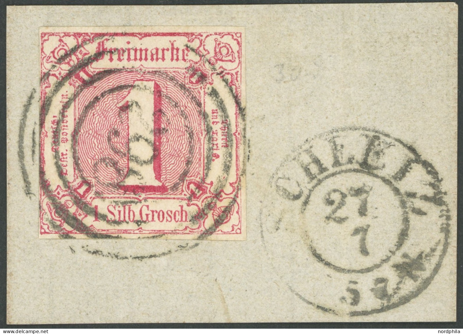 THURN Und TAXIS 29 BrfStk, 1863, 1 Sgr. Karminrot, Nummernstempel 298 Und Nebenstempel SCHLEIZ, Voll-breitrandig, Kabine - Gebraucht