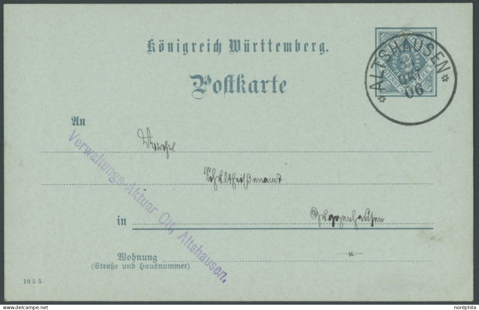 WÜRTTEMBERG DP 3 BRIEF, ALTSHAUSEN, K1, Auf 2 Pf. Ganzsachenkarte, Pracht - Autres & Non Classés