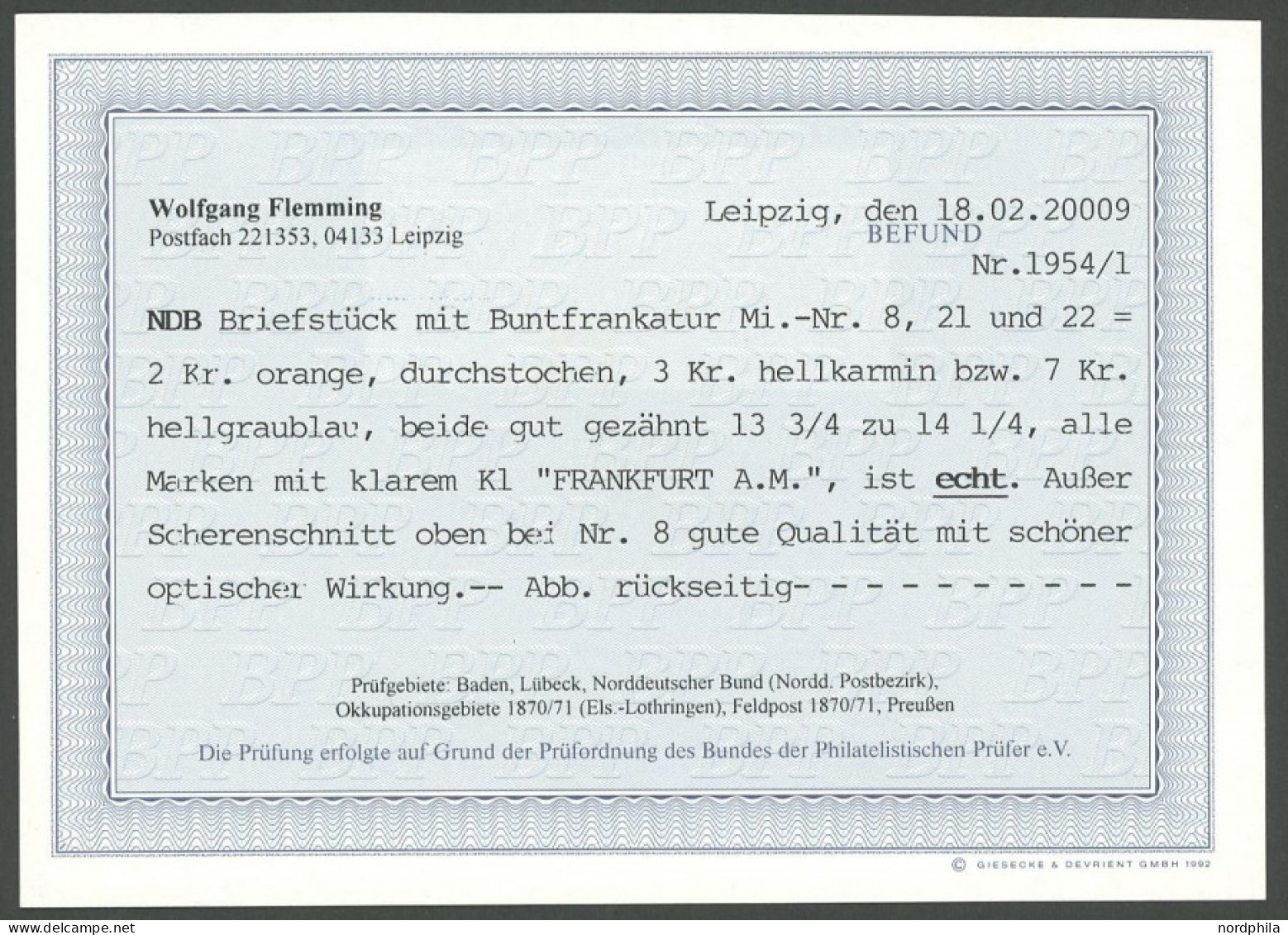 NDP 8,21/2 BrfStk, 1868/9, Dreifarben-Mischfrankatur Auf Briefstück, 2 Kr. Oben Scherentrennung Sonst Dekoratives Pracht - Other & Unclassified