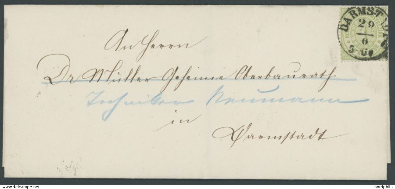 NDP 19 BRIEF, 1871, 1 Kr. Gelblichgrün, Einzelfrankatur Auf Ortsbrief DARMSTADT, Pracht - Covers & Documents