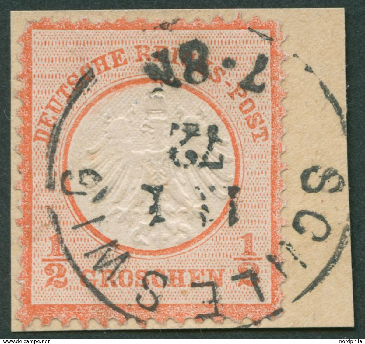 Dt. Reich 3 BrfStk, 1872, 1/2 Gr. Ziegelrot, K1 SCHLESWIG 11.1.72 (frühe Verwendung!), Normale Zähnung, Prachtbriefstück - Oblitérés