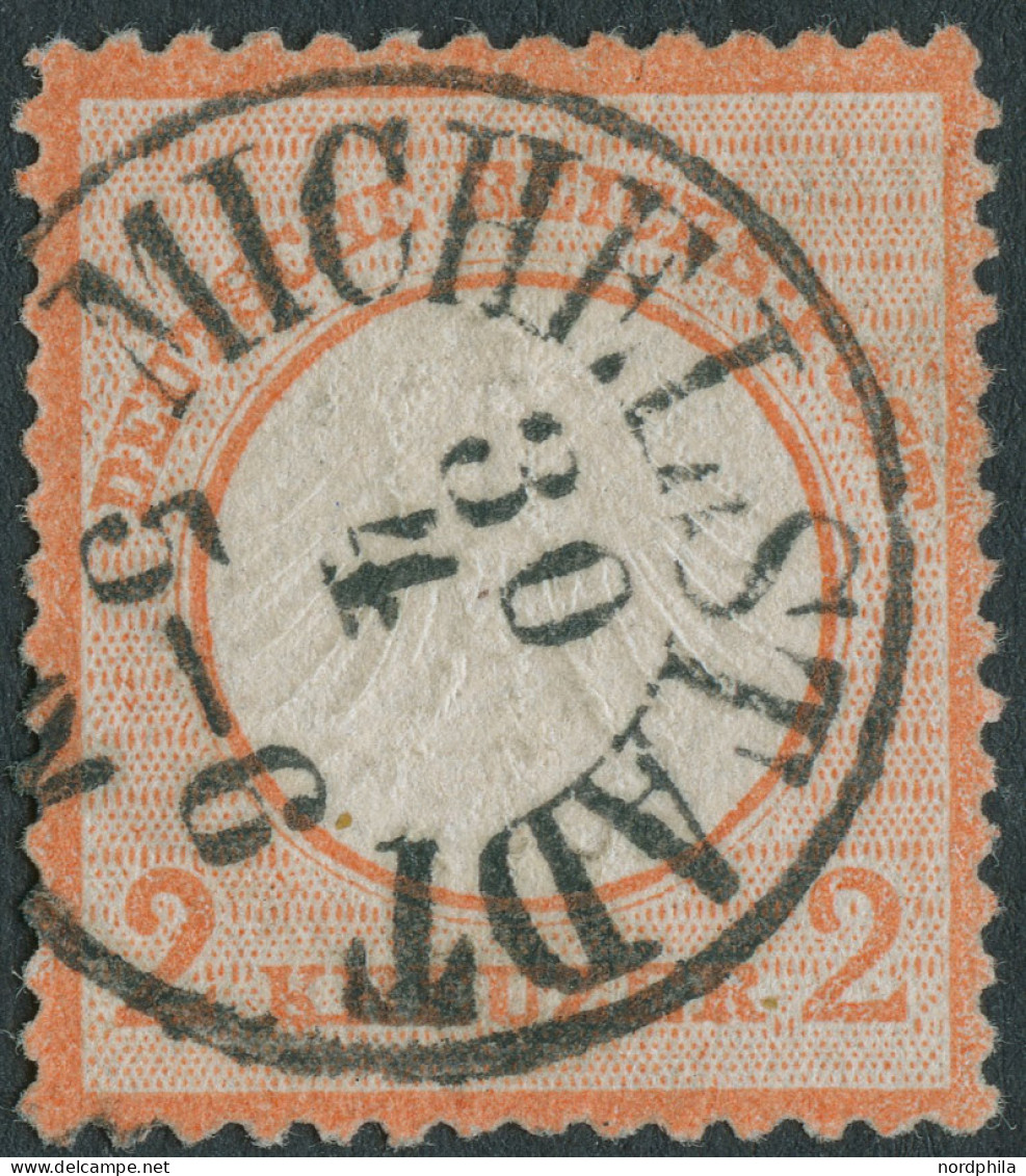 Dt. Reich 8 O, 1872, 2 Kr. Rötlichorange, Nachverwendetet Thurn Und Taxis Stempel MICHELSTADT, Kabinettstück Mi. 400.- - Autres & Non Classés