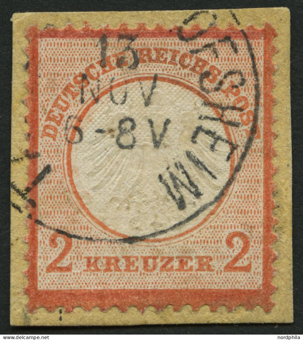 Dt. Reich 8 BrfStk, 1872, 2 Kr. Rötlichorange Auf Knappem Briefstück, K1 TAUBERBISCHOFSHEIM, Pracht, Signiert, Mi. 400.- - Gebraucht