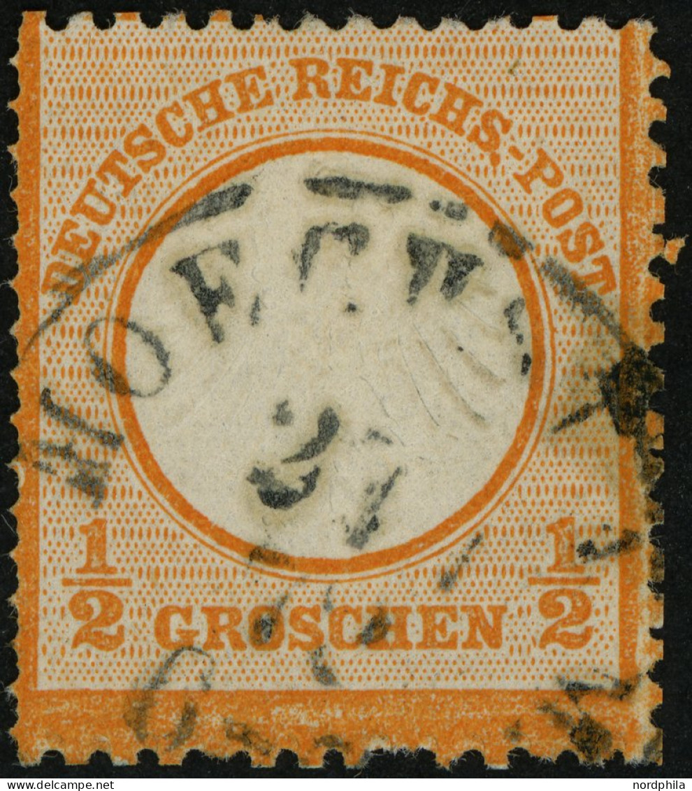 Dt. Reich 14 DZ O, 1873, 1/2 Gr. Orange, Mit Seltener Doppelzähnung (die Erste Zähnung War Nicht Erfolgreich), Thurn Und - Gebraucht