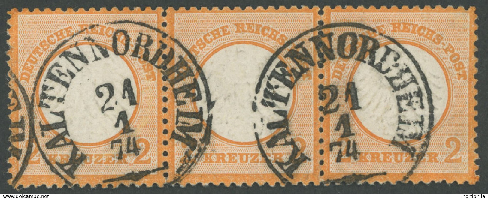 Dt. Reich 15 O, 1872, 2 Kr. Orange Im Waagerechten Dreierstreifen, TuT-Stempel KALTENNORDHEIM, Trotz Einiger Korrekturen - Other & Unclassified