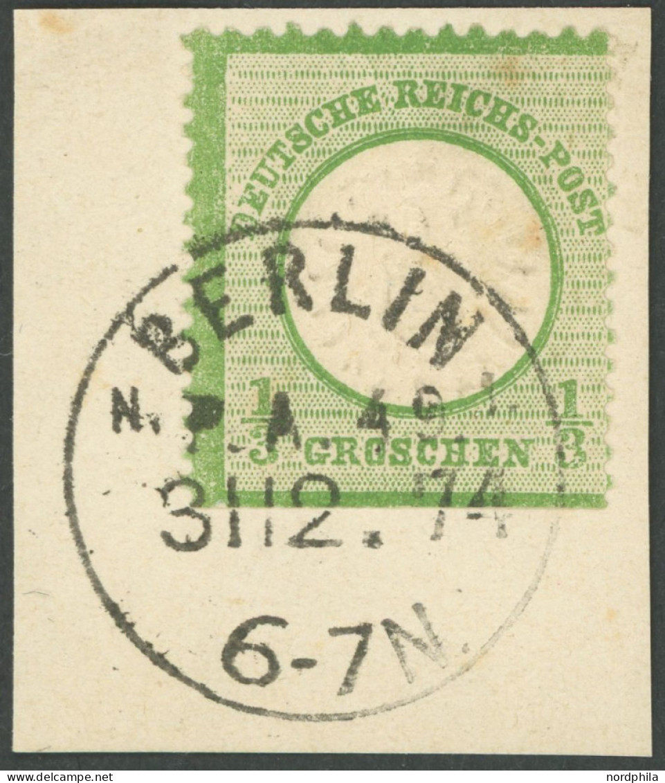 Dt. Reich 17a BrfStk, 1872, 1/3 Gr. Gelblichgrün Mit Letzttagsstempel BERLIN N.2.P.A. 49, Marke Unten Scherentrennung So - Other & Unclassified