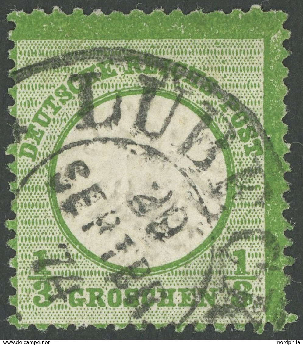 Dt. Reich 17b O, 1872, 1/3 Gr. Grausmaragdgrün Mit Hufeisenstempel LÜBECK (Sp 22-4), Ein Kurzer Zahn Sonst Pracht, Fotob - Autres & Non Classés