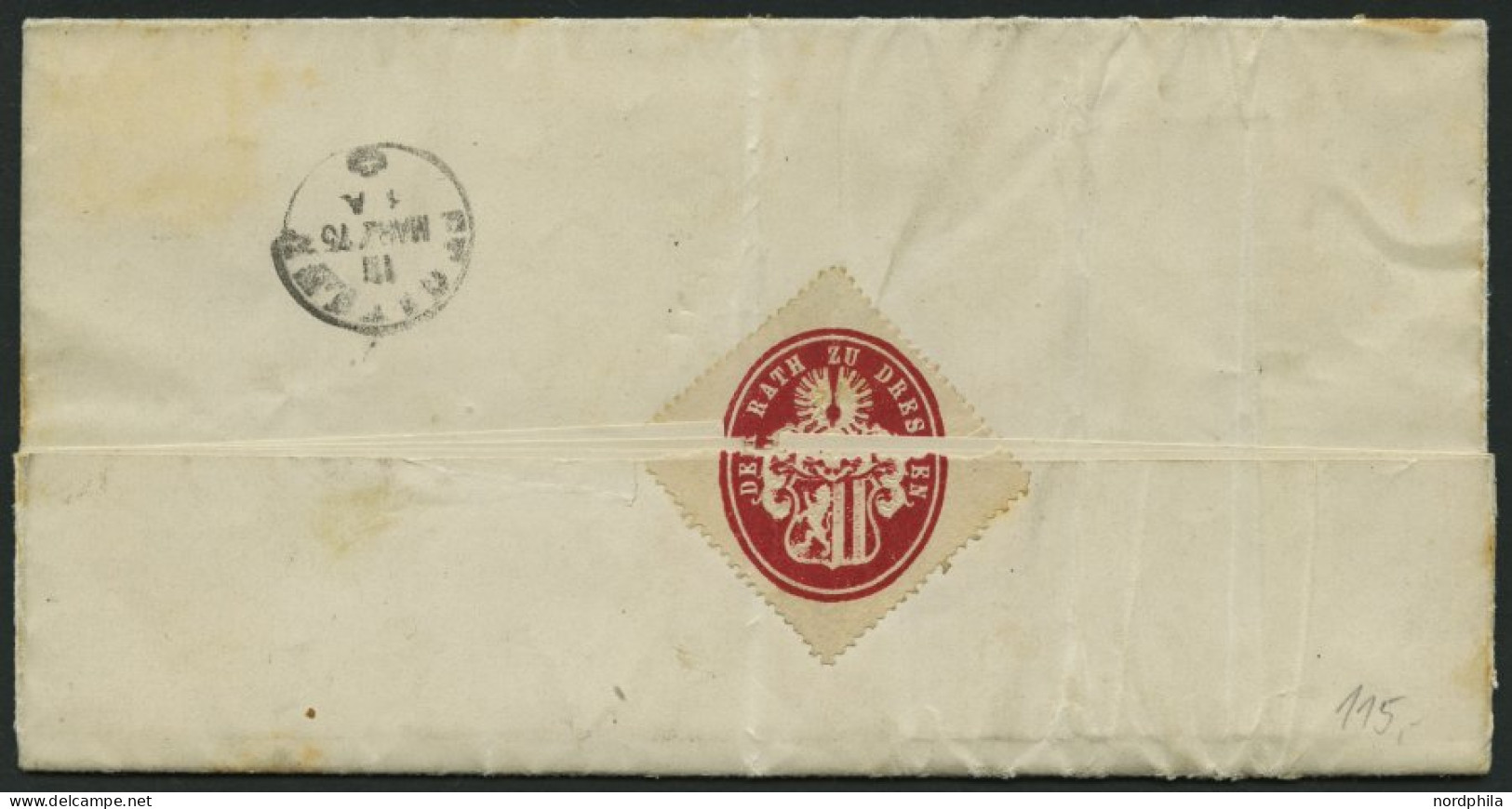 Dt. Reich 19 BRIEF, 1872, 1 Gr. Rotkarmin (Eckzahnfehler), Einzelfrankatur Auf Unterfrankiertem Auslandsbrief Mit K1 DRE - Storia Postale
