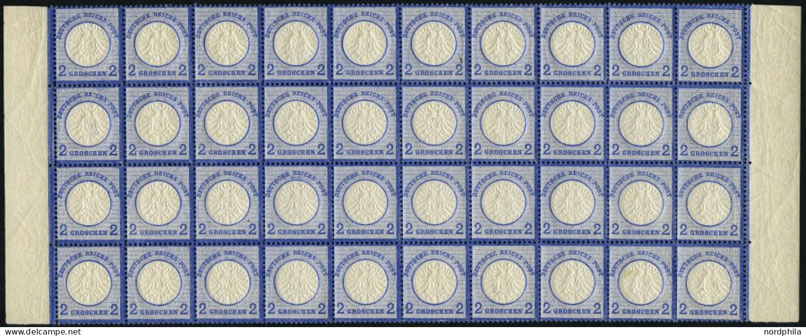 Dt. Reich 20 , 1872, 2 Gr. Ultramarin Im Postfrischen Bogenteil Von 40 Stück, Kabinett, RR! - Unused Stamps
