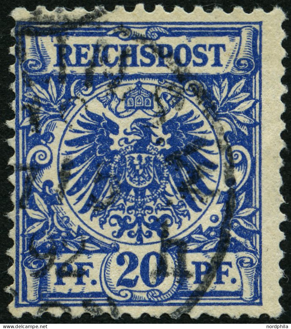 Dt. Reich 48ba O, 1892, 20 Pf. Schwarzblau, Bugspur Sonst üblich Gezähnt Pracht, Gepr. Zenker, Mi. 90.- - Gebraucht