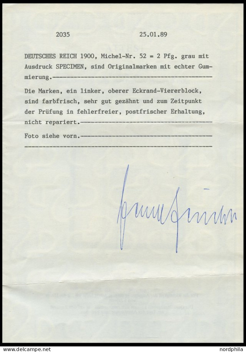 OST-SACHSEN 52SP , 1945, 10 Pf. Grau, Aufdruck Specimen, Pracht, Fotoattestkopie Jäschke Eines Ehemaligen Viererblocks,  - Ongebruikt