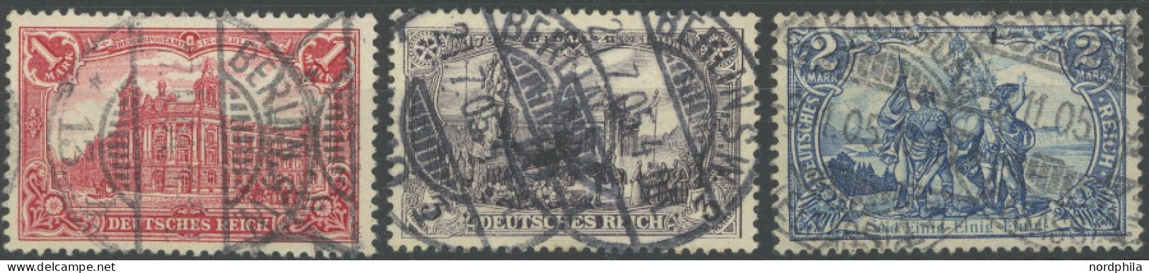 Dt. Reich 78,80,82B O, 1902, 1, 3 Und 2 M., Alle Gezähnt B, Ohne Wz., 3 Prachtwerte, Mi. 110.- - Autres & Non Classés