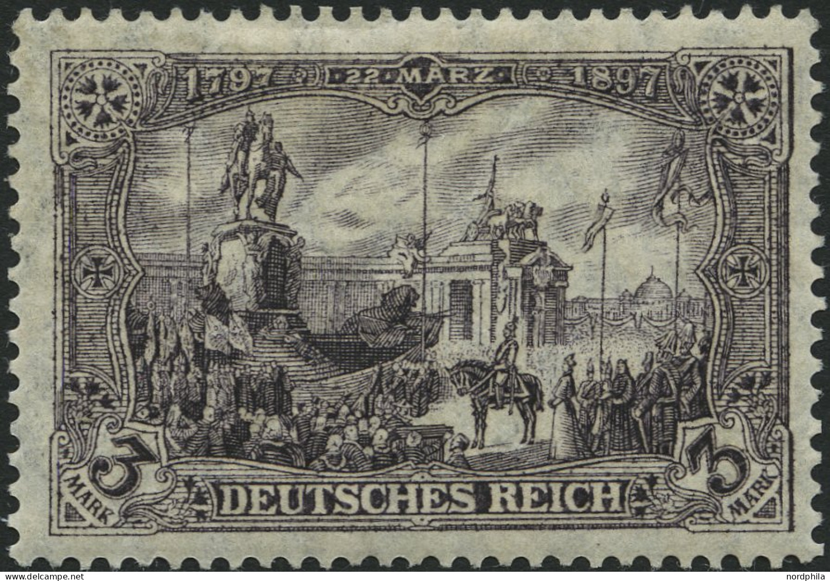 Dt. Reich 96AIb , 1912, 3 M. Schwarzbraunviolett Friedensdruck, Falzrest, Pracht, Mi. 70.- - Nuovi