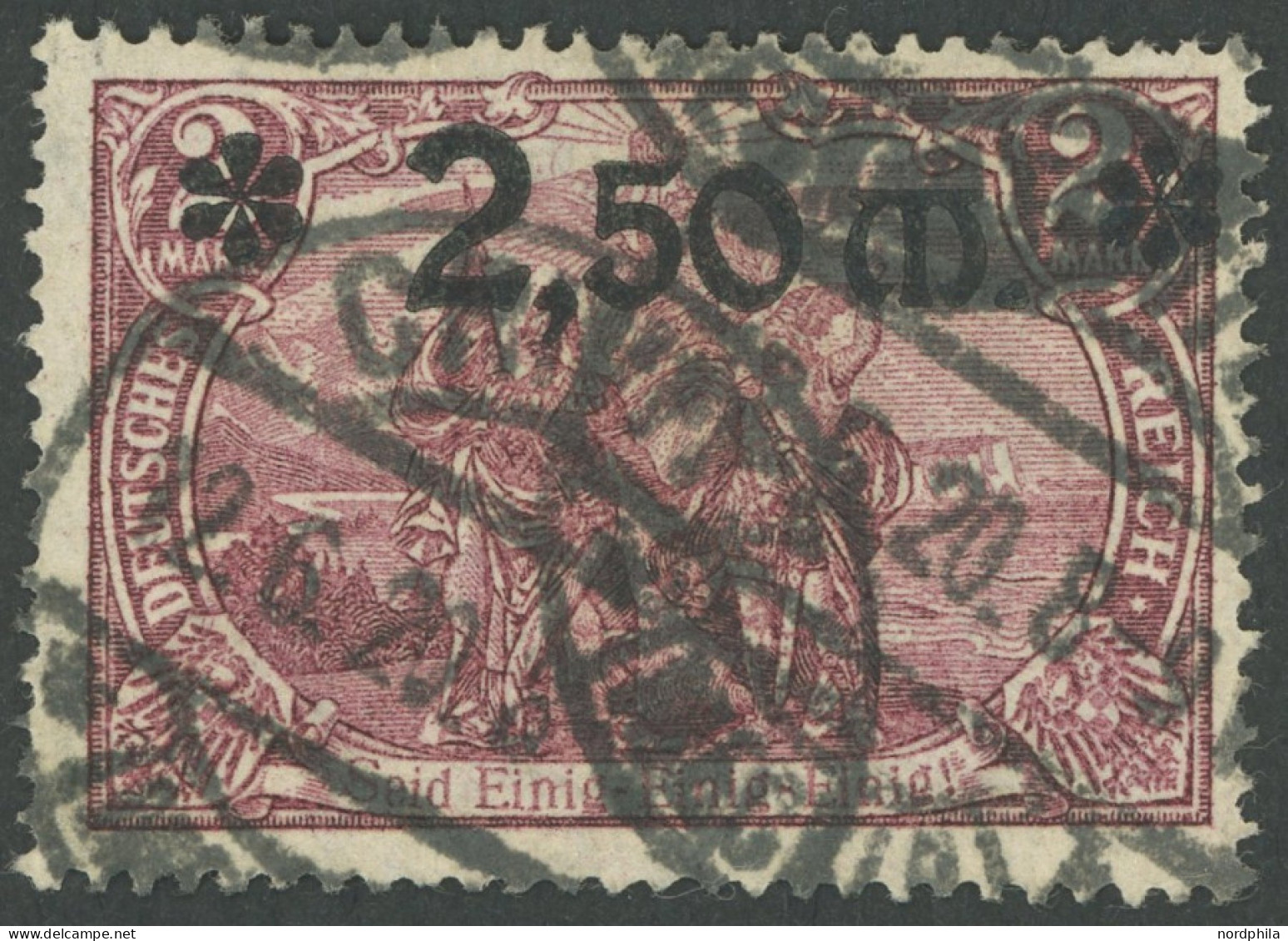 Dt. Reich 118a O, 1920, 2.50 M. Auf 2 M. Braunlila, Pracht, Gepr. Bauer, Mi. 250.- - Autres & Non Classés