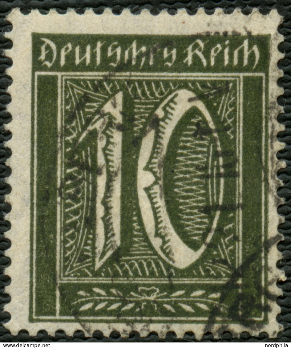 Dt. Reich 159b O, 1921, 10 Pf. Schwarzoliv, Pracht, Fotobefund Weinbruch, Mi. 350.- - Gebruikt