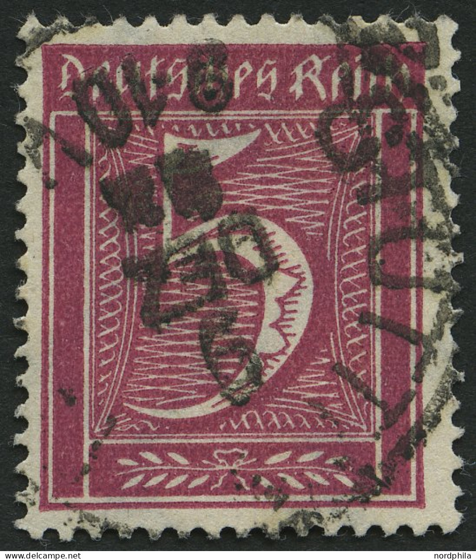 Dt. Reich 177 O, 1922, 5 Pf. Lilakarmin, Wz. 2, Winzige Knitterspur Sonst Pracht, Gepr. Infla, Mi. 260.- - Gebraucht