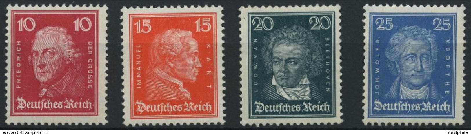 Dt. Reich 390-93 , 1926, 10 - 25 Pf. Berühmte Deutsche, 4 Werte üblich Gezähnt Pracht, Mi. 234.- - Neufs