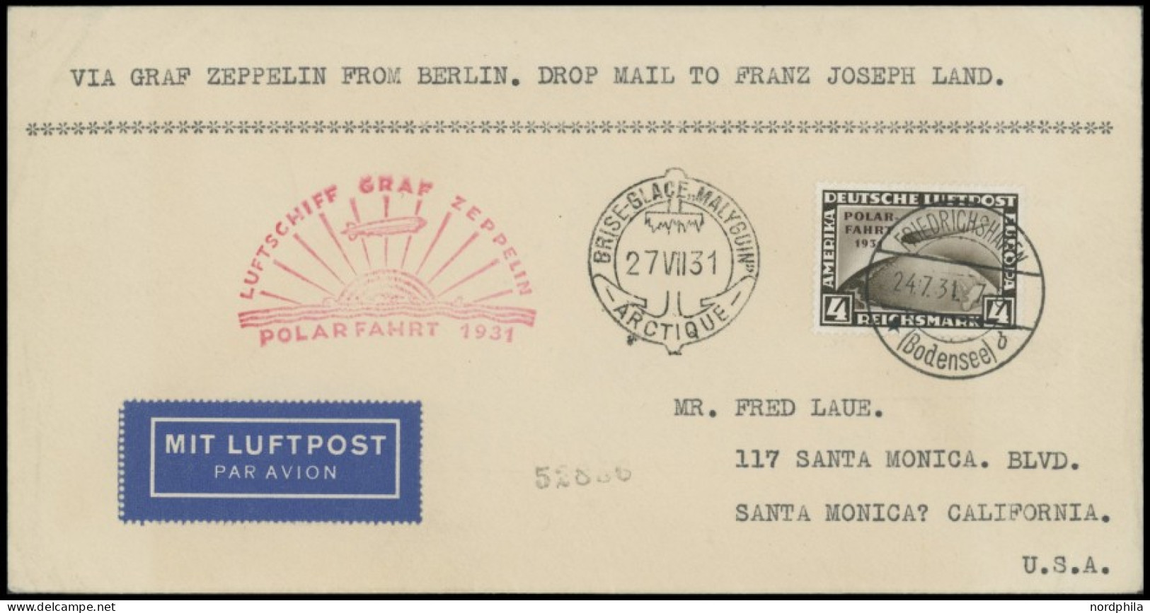 Dt. Reich 456-58 BRIEF, 1931, Polarfahrt, Je Auf Polarfahrtbeleg, Pracht - Briefe U. Dokumente