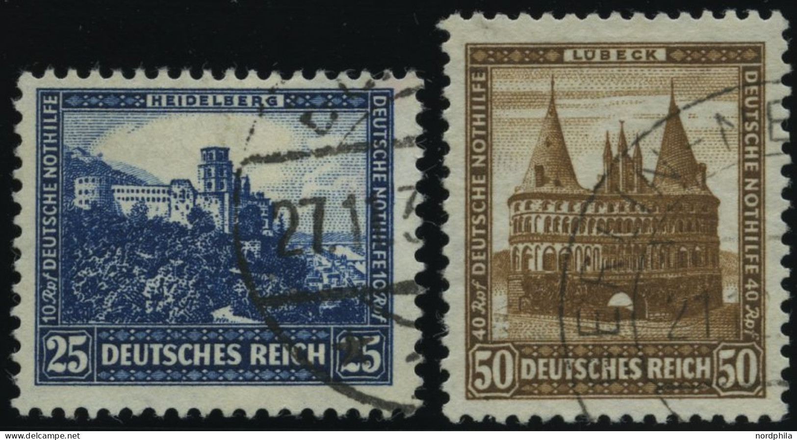 Dt. Reich 461/2 O, 1931, 25 Und 50 Pf. Nothilfe, 2 Prachtwerte, Mi. 140.- - Oblitérés