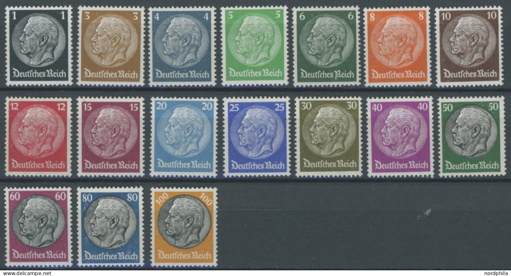 Dt. Reich 512-28 , 1933/6, Hindenburg, Wz. 4, Postfrischer Prachtsatz, Mi. 80.- - Unused Stamps