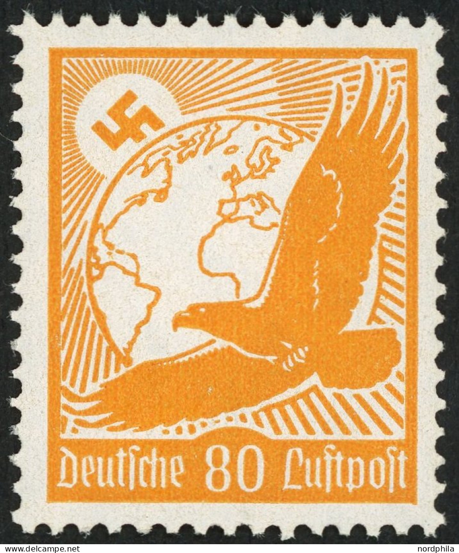 Dt. Reich 536x , 1934, 80 Pf. Flugpost, Senkrechte Gummiriffelung, Postfrisch, Pracht, Mi. 70.- - Andere & Zonder Classificatie