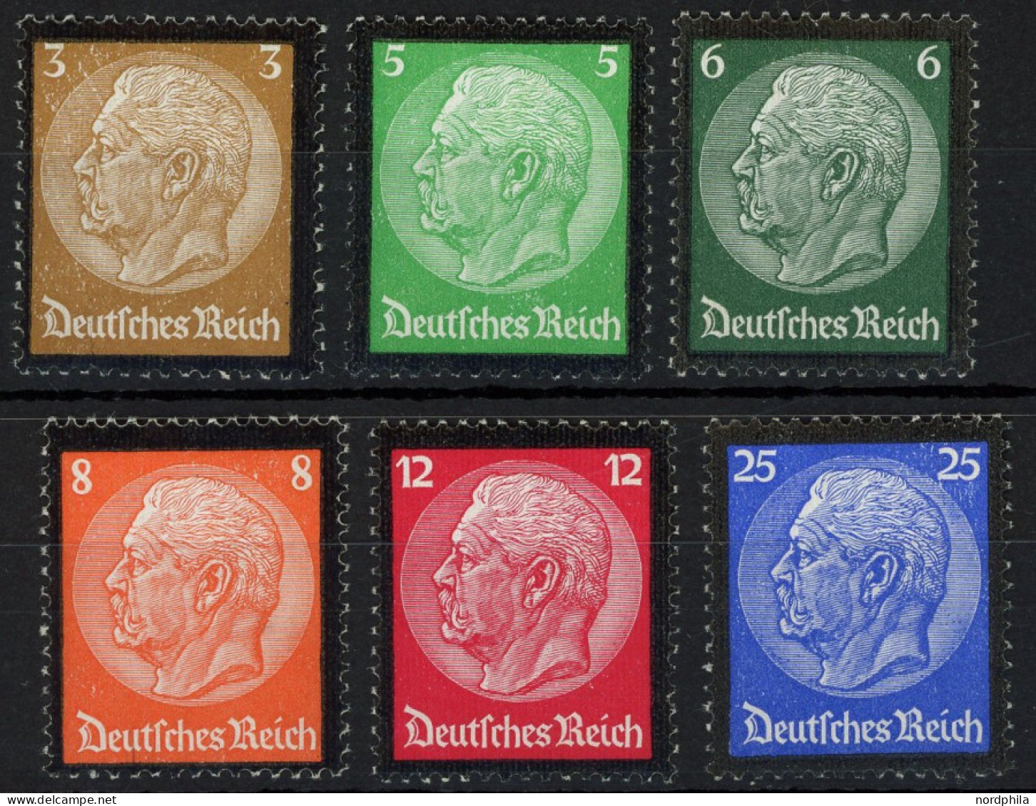 Dt. Reich 548-53 , 1934, Hindenburg-Trauer, Postfrischer Prachtsatz, Mi. 150.- - Sonstige & Ohne Zuordnung