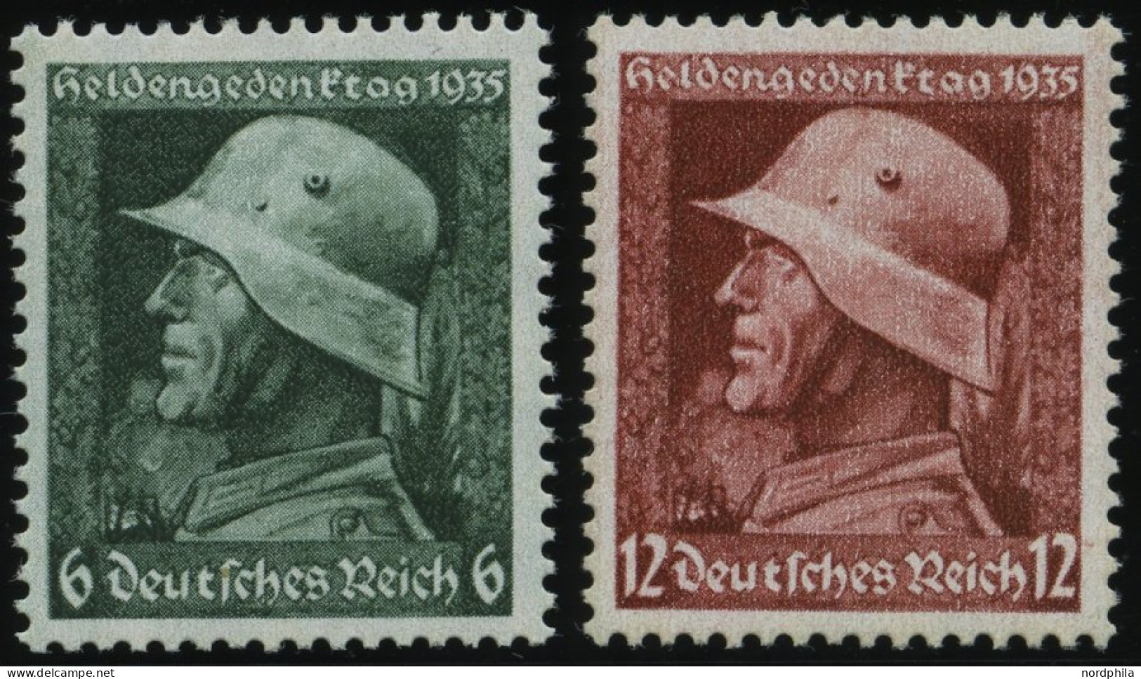 Dt. Reich 569/70x , 1935, Heldengedenktag, Senkrechte Gummiriffelung, Pracht, Mi. 90.- - Ongebruikt