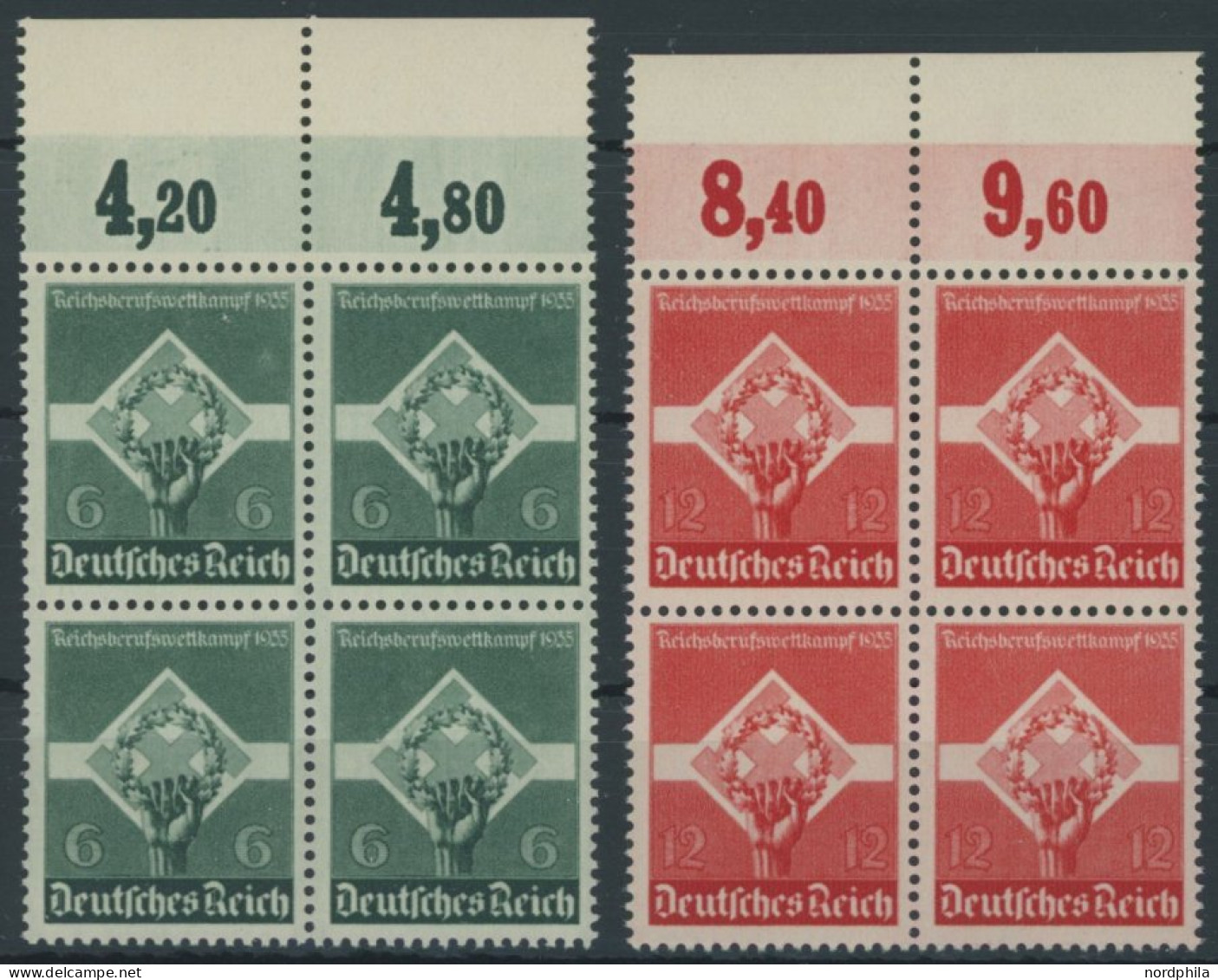 Dt. Reich 571/2x VB , 1935, Reichsberufswettkampf In Oberrandviererblocks, Postfrisch, Pracht, Mi. 100.- - Ungebraucht