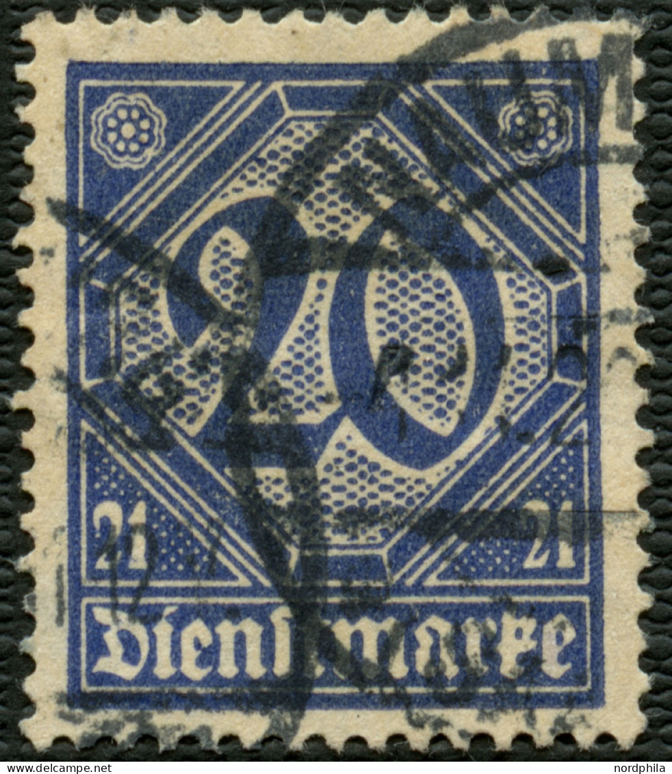 DIENSTMARKEN D 19b O, 1920, 20 Pf. Preußischblau, Stempel NAUMBURG, Pracht, Fotoattest Tworek, Mi. 950.-, R! - Dienstzegels