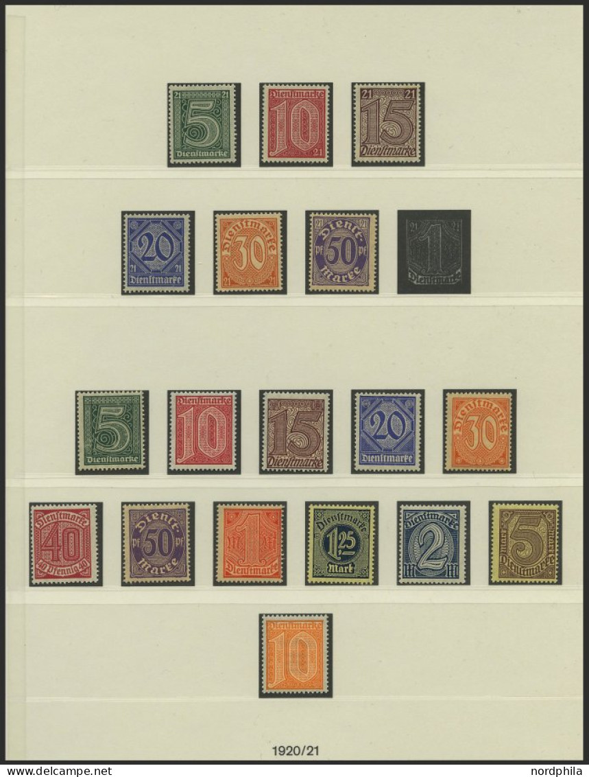 DIENSTMARKEN , Postfrische Sammlung Dienstmarken Von 1920-23 Auf Lindner-Falzlosseiten Mit Diversen Oberrandstücken Aus  - Dienstmarken