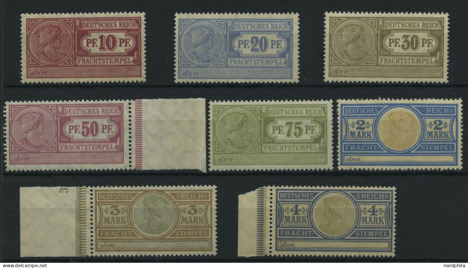 DIENSTMARKEN , 1906, 10 Pf. - 4 Mk. Frachtstempelmarken, Wz. Kreuzblüten, 8 Werte Postfrisch, Pracht - Dienstzegels