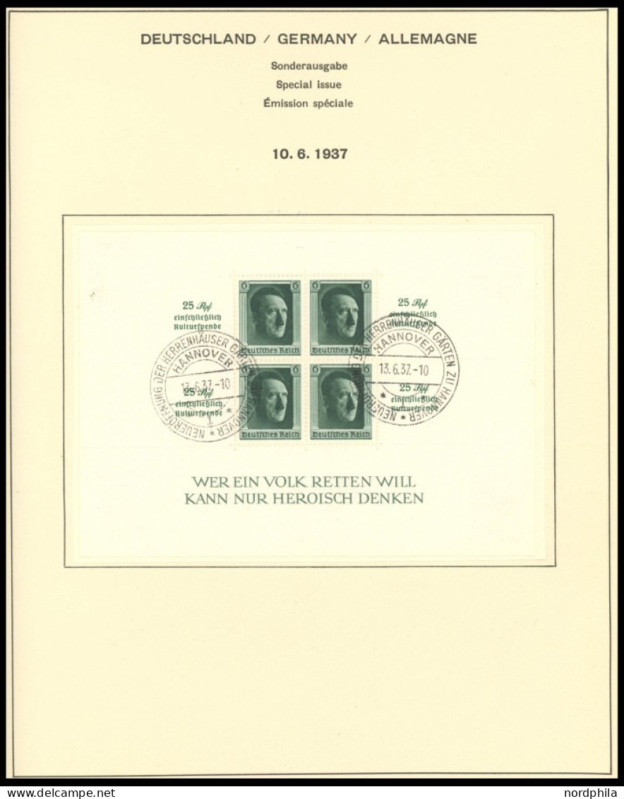 SAMMLUNGEN O,BrfStk , 1933-45, Saubere Gestempelte Sammlung Dt. Reich, Bis Auf Bl. 2 Und 3 In Den Hauptnummern Komplett, - Sonstige & Ohne Zuordnung