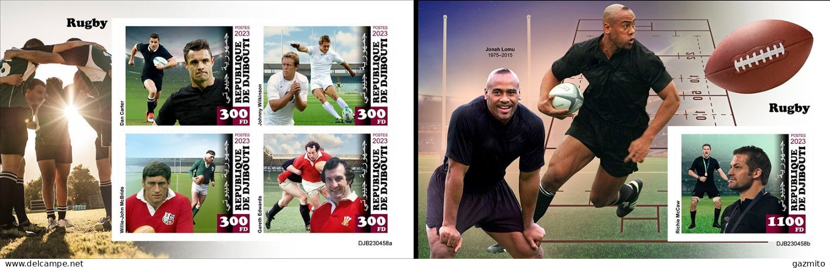 Djibouti 2023, Sport, Rugby, 4val In BF +BF IMPERFORATED - Rugby