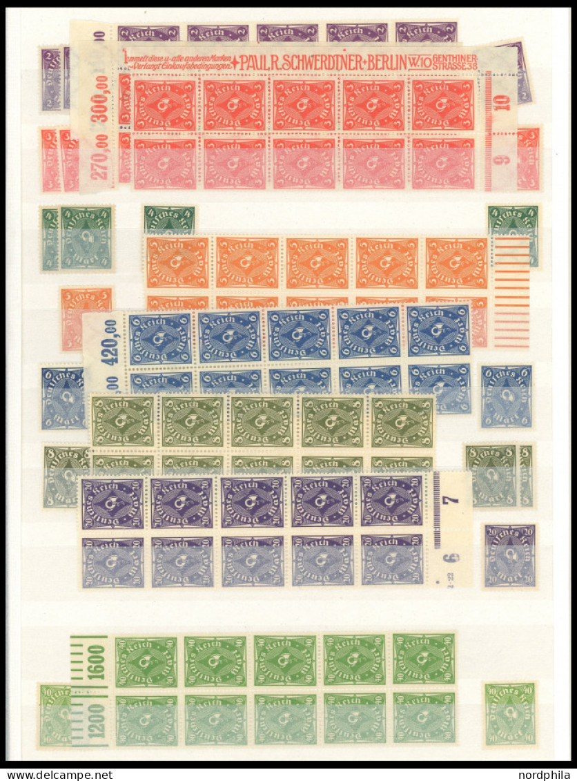 LOTS , Lagerbuch Inflation, meist ab 1921, incl. Dienstmarken, fast nur postfrisch, teils in Einheiten (meist 10er-Randb