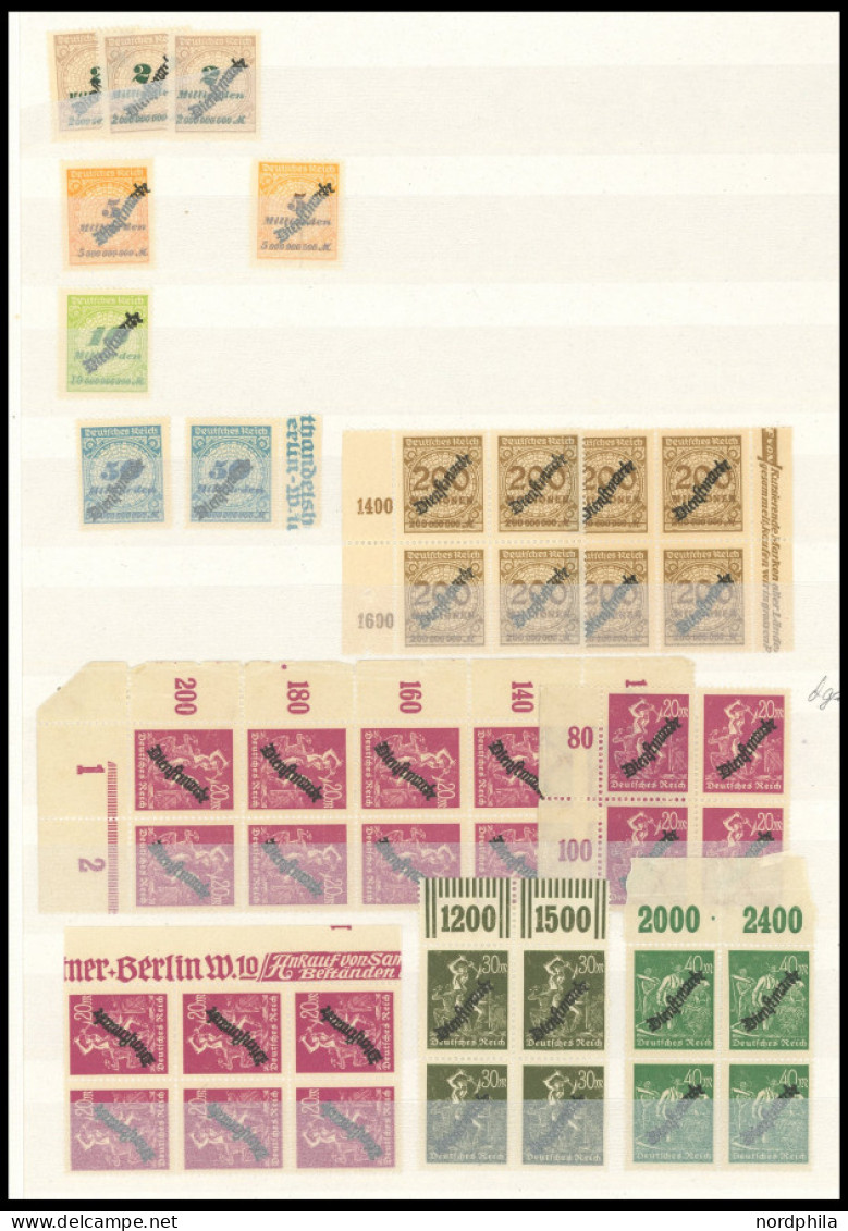 LOTS , Lagerbuch Inflation, meist ab 1921, incl. Dienstmarken, fast nur postfrisch, teils in Einheiten (meist 10er-Randb