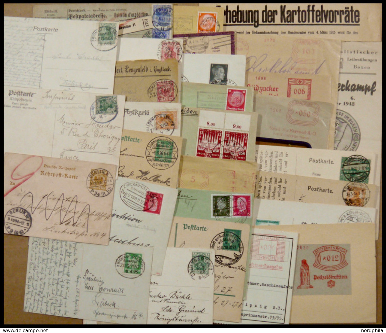 LOTS 1894-1943, Sehr Interessante Restpartie Einer Einlieferung Mit 26 Belegen, Dabei Bahnpost, Paketkarte In Die Schwei - Sonstige & Ohne Zuordnung