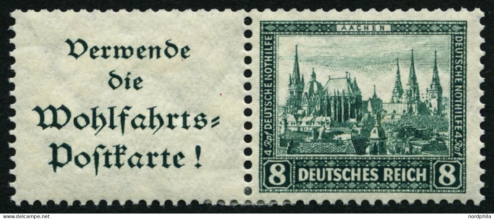 ZUSAMMENDRUCKE W 38 , 1930, Nothilfe A1.3. + 8, Falzreste, Normale Zähnung, Pracht, Mi. 90.- - Se-Tenant