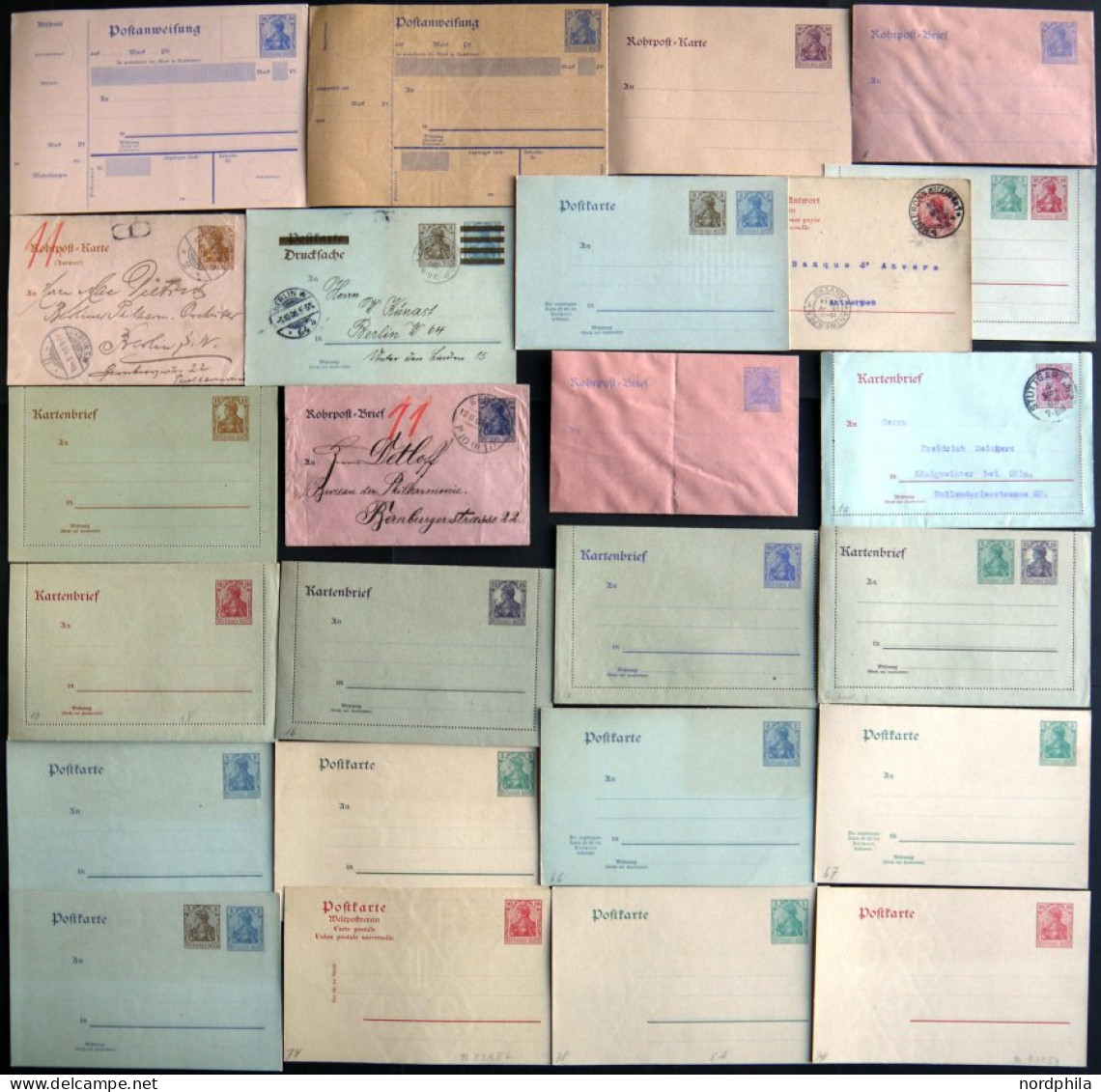 GANZSACHEN 47 Verschiedene, Meist Ungebrauchte Ganzsachen Germania Reichspost, Dabei Rohrpostbriefe Und -karten, Postkar - Other & Unclassified