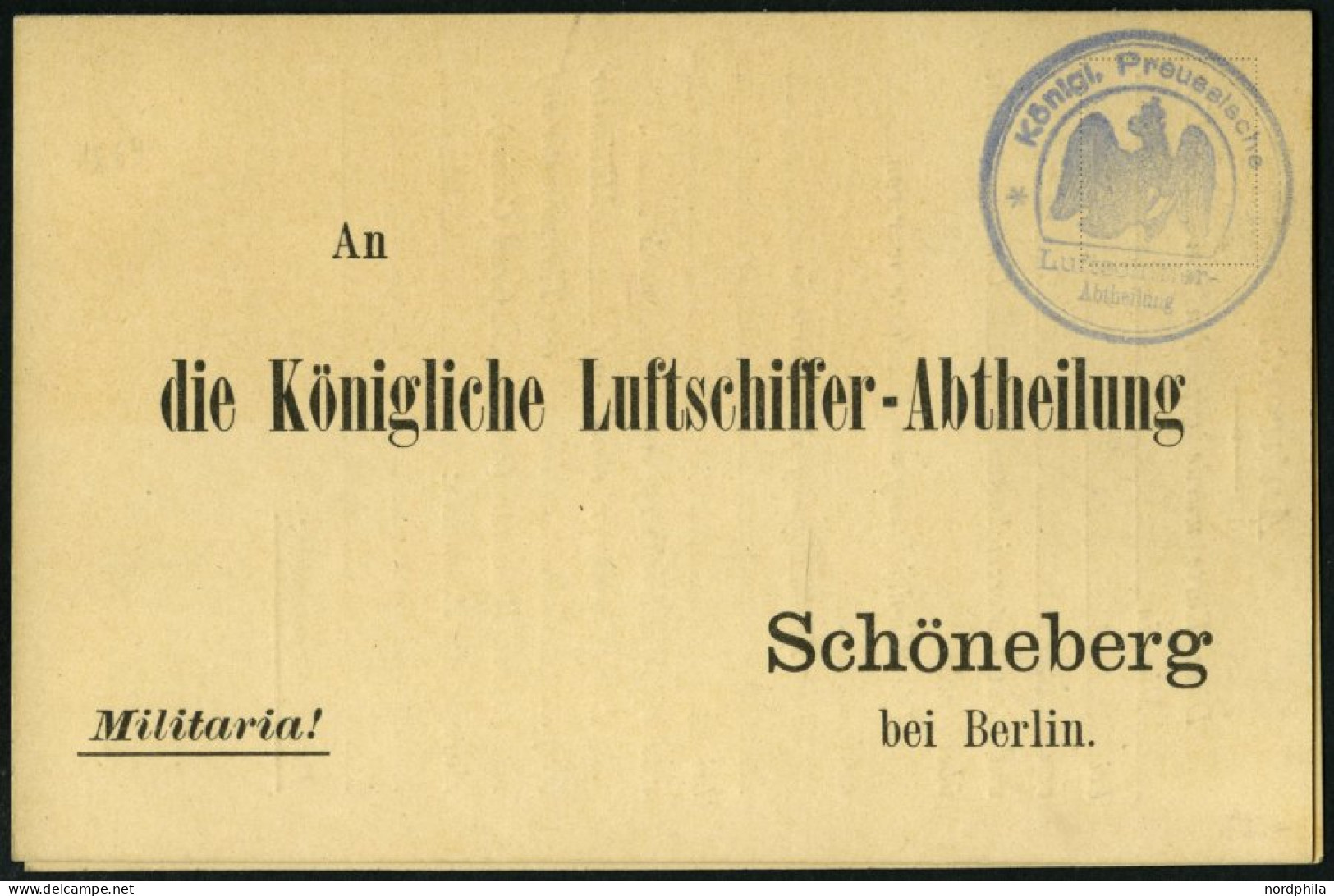 ZEPPELINPOST - MILITÄRLUFTSCHIFFAHRT Die Preussische Luftschiffer-Abteilung: Ca. 1870, Ungebrauchte Zweiteilige Vordruck - Airmail & Zeppelin