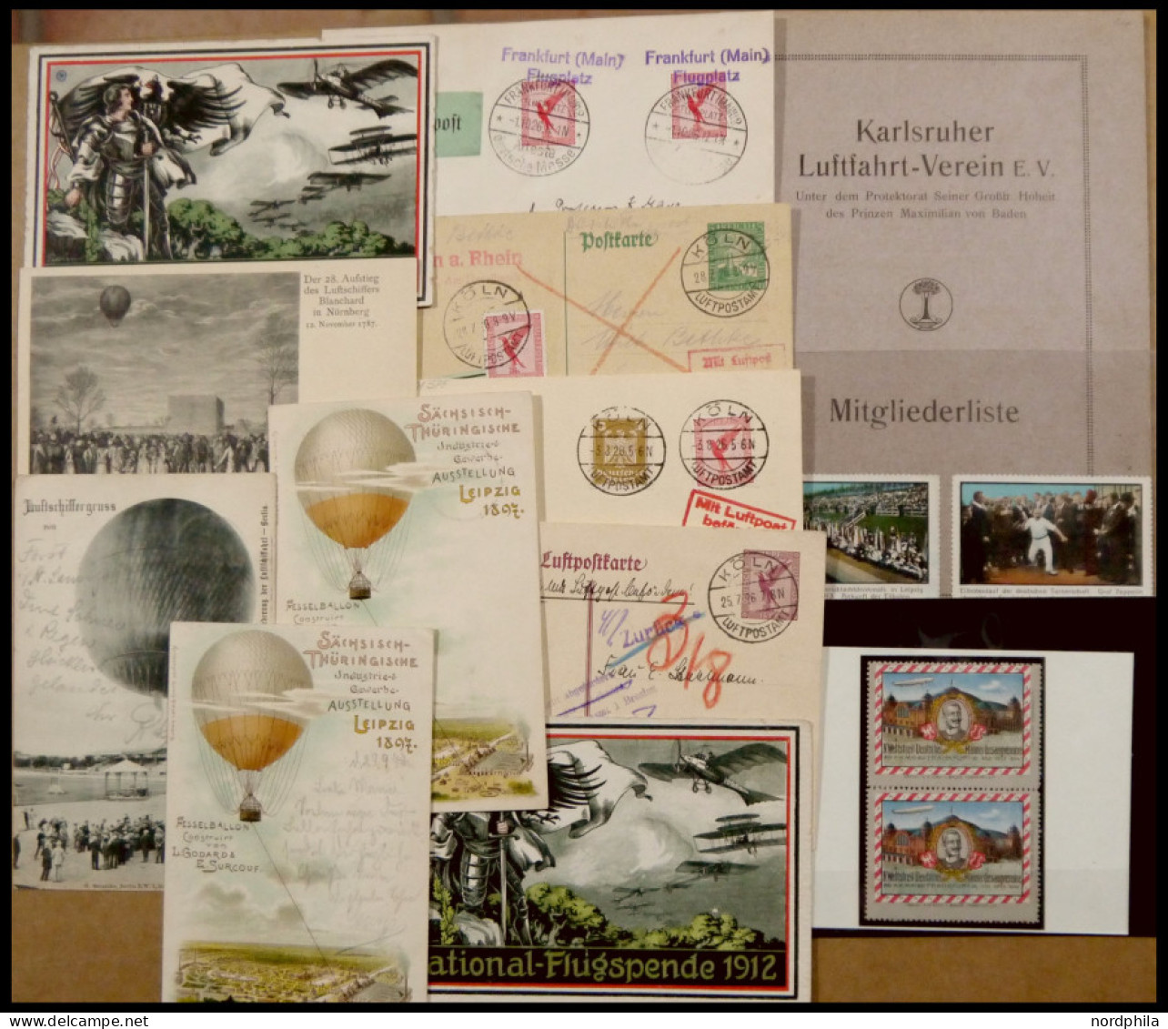 PIONIERFLUGPOST 1909-1914 1897-1926, 10 Verschiedene Karten, Ballonpost Und Luftpost, Pracht - Vliegtuigen