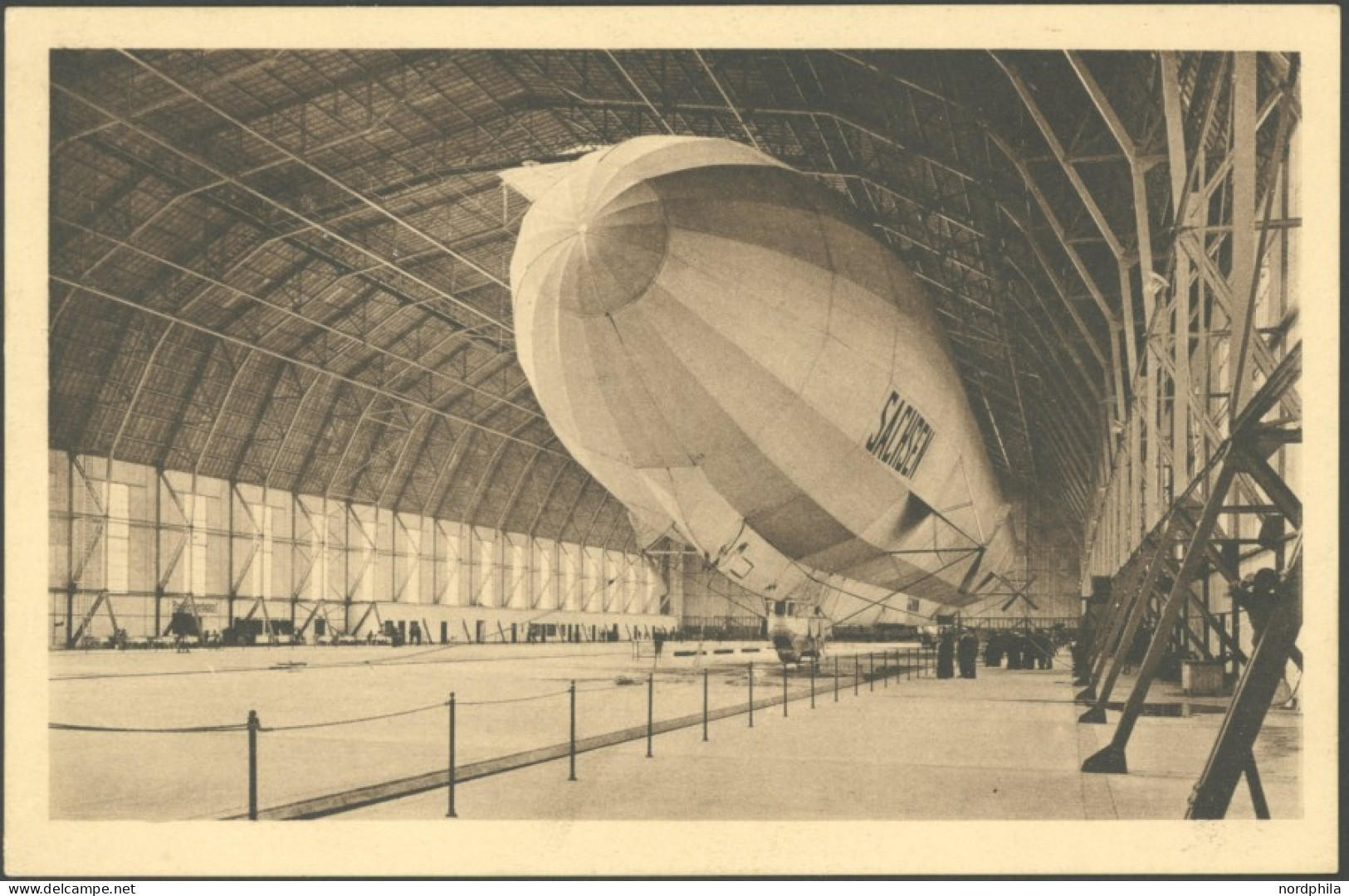 ALTE ANSICHTSKARTEN 1913, Luftschiffhafen Und Flugplatz Leipzig, Offizielle Postkarte, Inneres Der Halle Mit Luftschiff, - Sonstige & Ohne Zuordnung