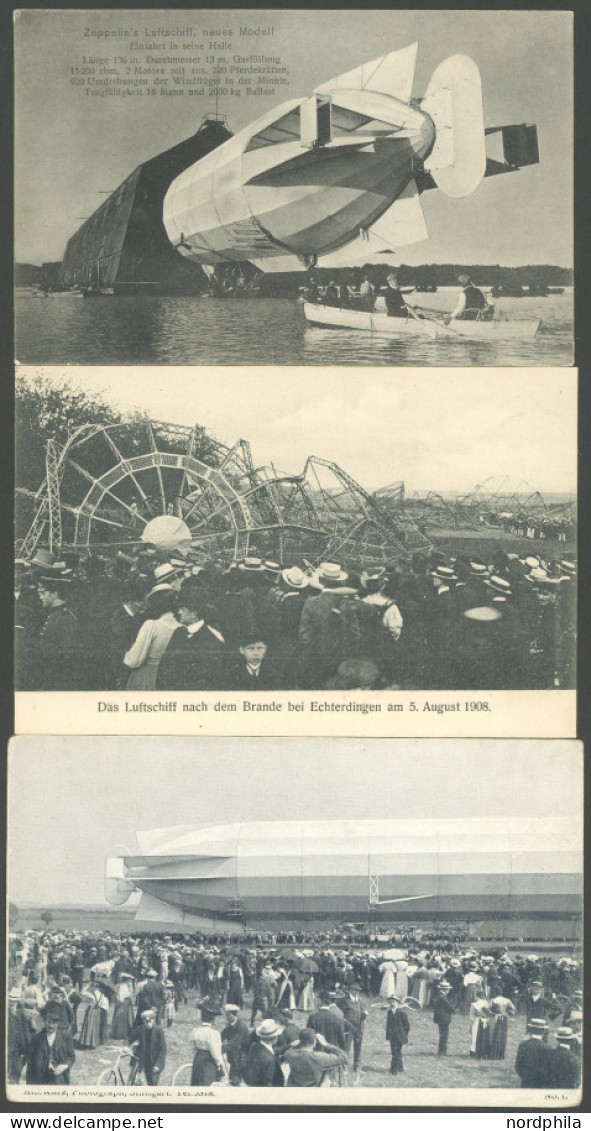 ALTE ANSICHTSKARTEN 1908, LZ 4, 5.8. Unglückstag-Stempel Auf Zeppelin-Ansichtskarte Sowie Karte 2 Min. Vor Der Katastrop - Sonstige & Ohne Zuordnung