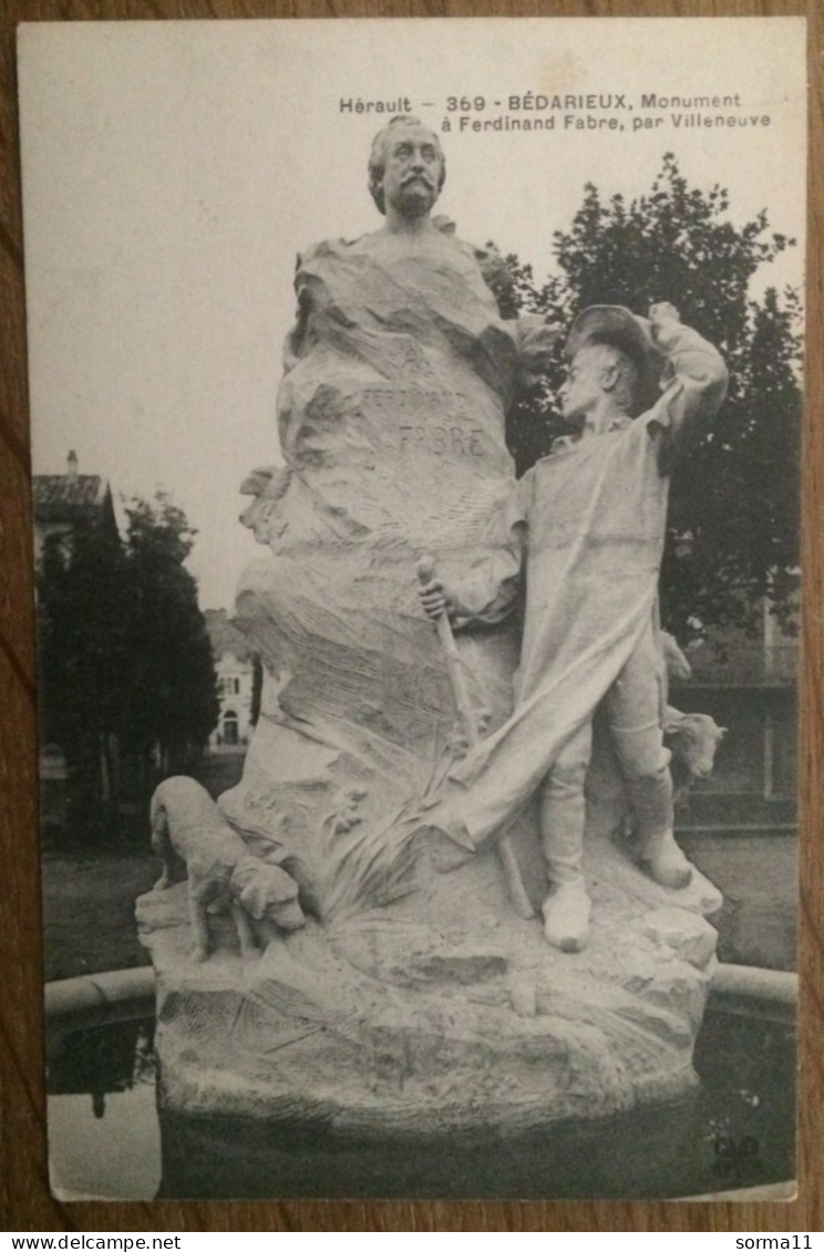 CPA BEDARIEUX 34 Monument à Ferdinand Fabre, Par Villeneuve - Bedarieux