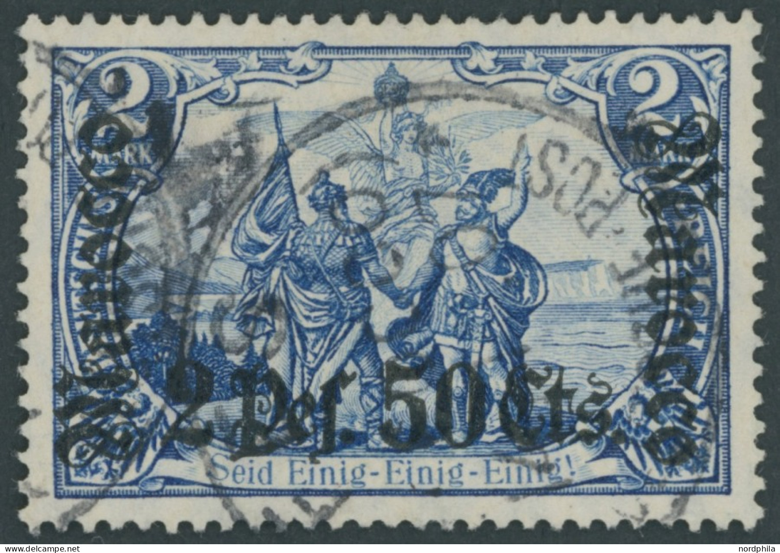 DP IN MAROKKO 44 O, 1906, 2 P. 50 C. Auf 2 M., Mit Wz., Pracht, Mi. 220.- - Marokko (kantoren)