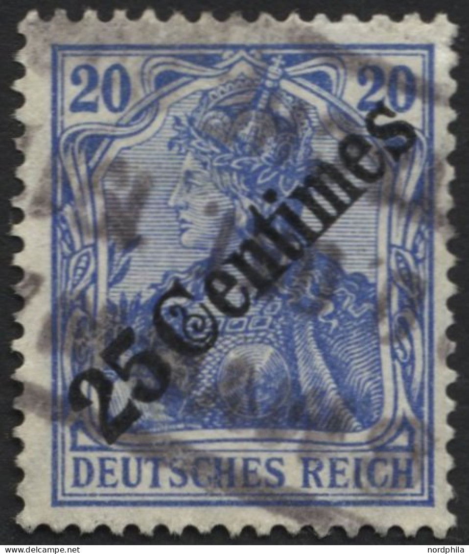 DP TÜRKEI 50 O, 1908, 25 C. Auf 20 Pf. Diagonaler Aufdruck Mit Rosinen-Stempel SMYRNA, Feinst - Turkse Rijk (kantoren)